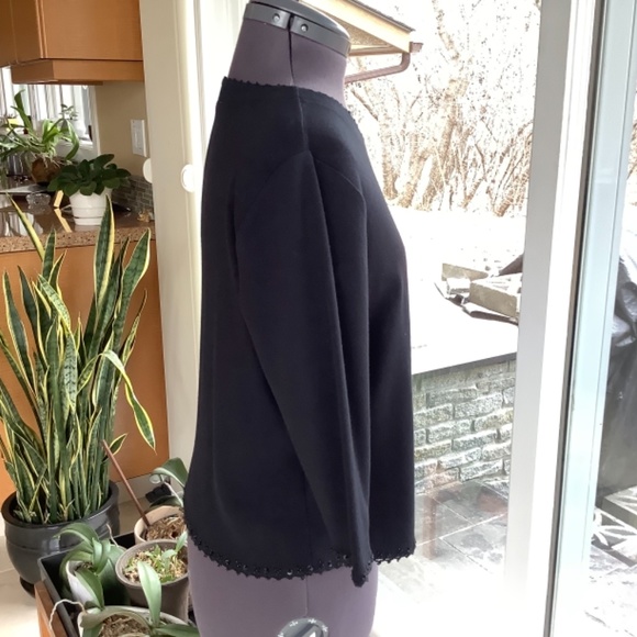 Jersey knit black 3/4 sleeve open front summer cardigan - Picture 2 of 5